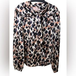 Traffic People NWT Self Tie Leopard Print Blouse S